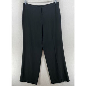 EILEEN FISHER Pants M Wool Blend Crepe Stretch Wide Leg Trouser Front Zip Black